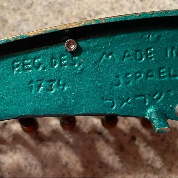 Vintage enamel brass Hanukkah menorah made in Israel REG. DES. 1734